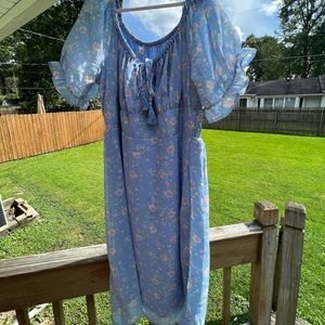 Blue floral midi dress 3X
